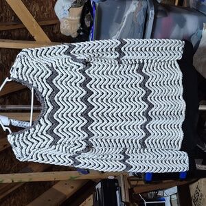Black, gray, and white Etcetera sweater. Size medium.